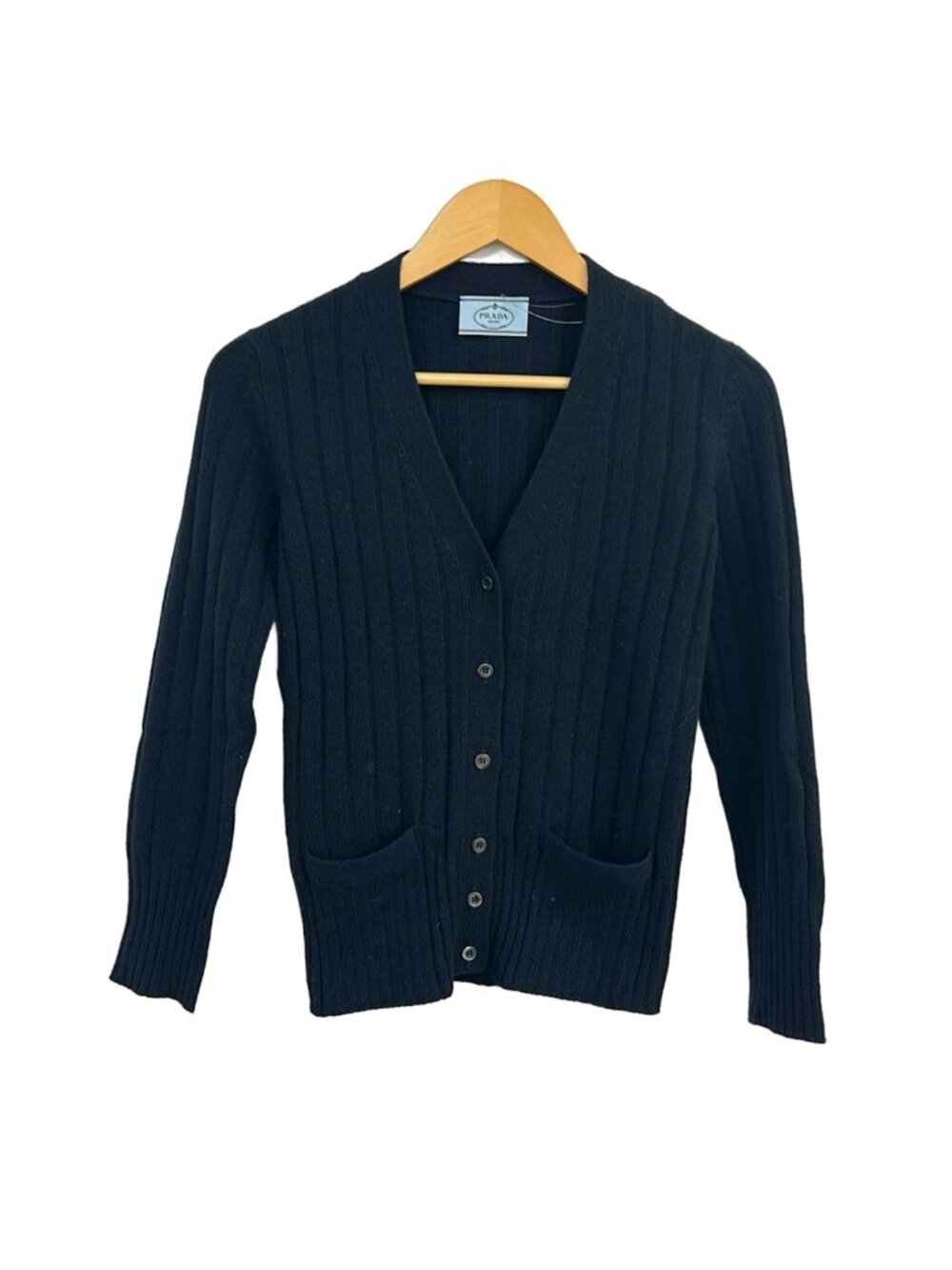 Prada Cardigan 40 M Dark Navy Long Sleeve Cashmere Blend